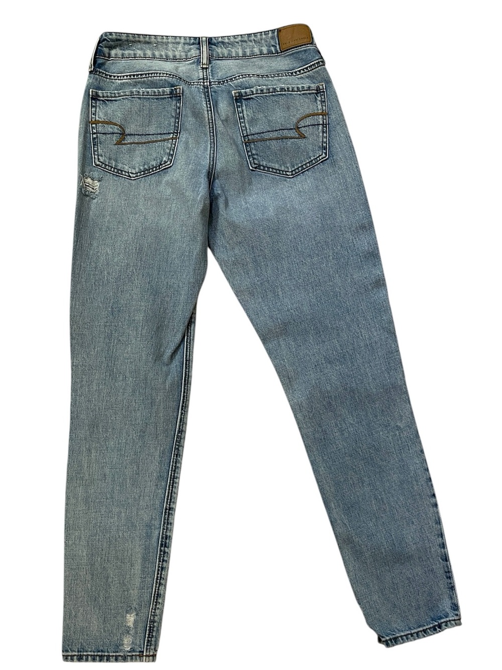 American Eagle Tomgirl Jeans Size 2 Regular Distressed Light Wash Boyfriend - Picture 3 of 6